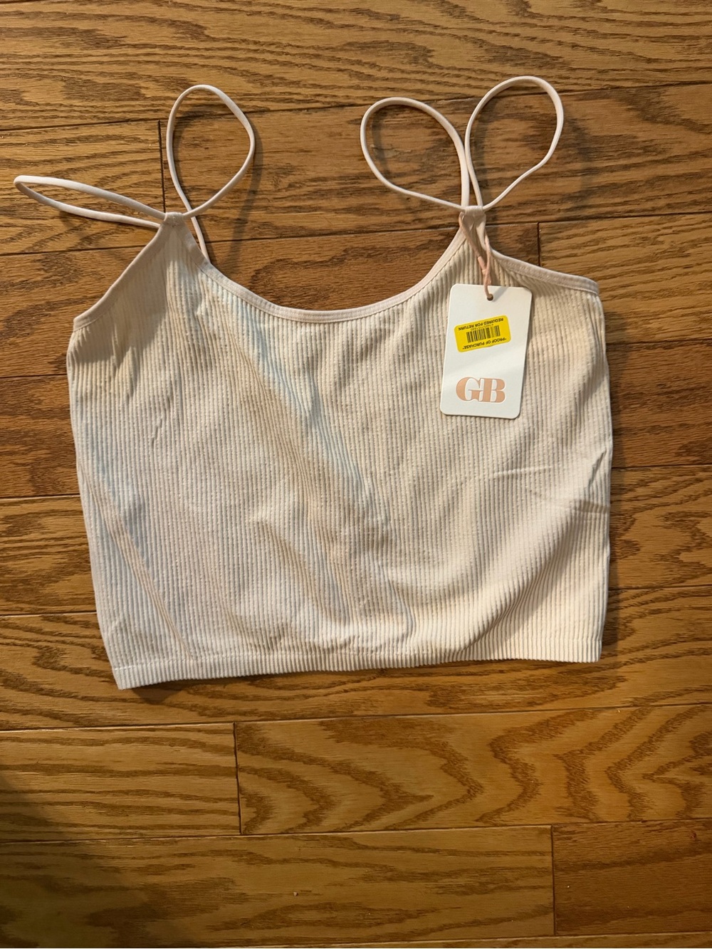 Gianni Bini Cream Ribbed Cami with Thin Straps
